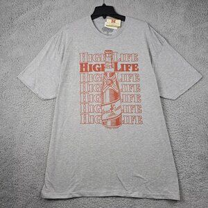 Miller High Life Beer Shirt Mens 2XL XXL Gray Brew Casual Outdoor Biker NWT